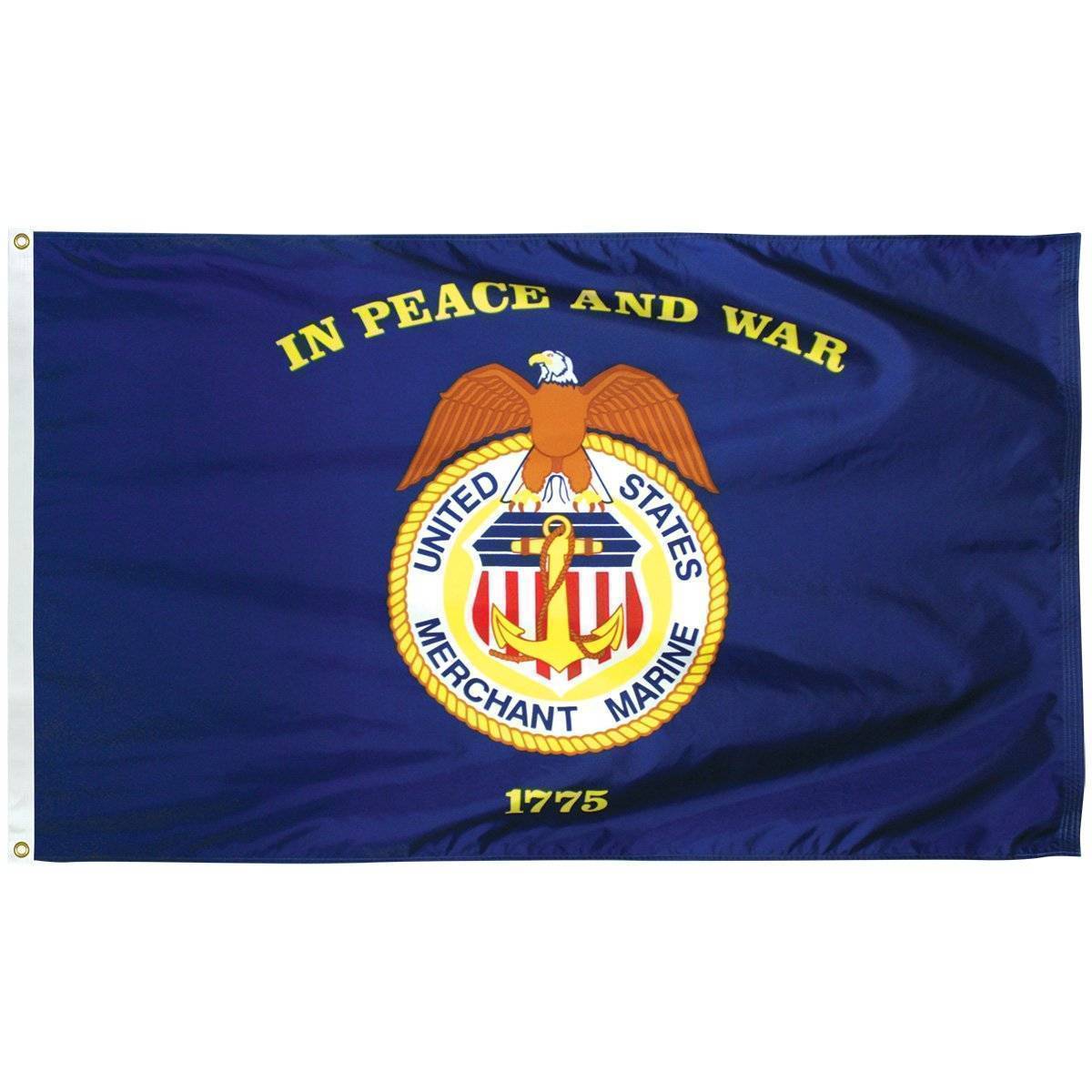 Merchant Marine Flag Outdoor Nylon Made in USA.