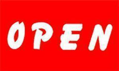 Open (Red) (sign flag) 3 X 5 ft. Standard.