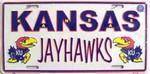 Kansas JayHawks College License Plate.