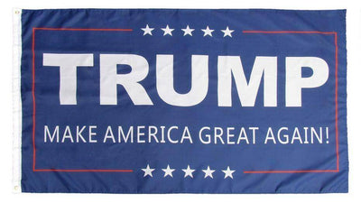 3x5 ft Double Sided Trump MAGA Flag Blue Background Rough Tex.