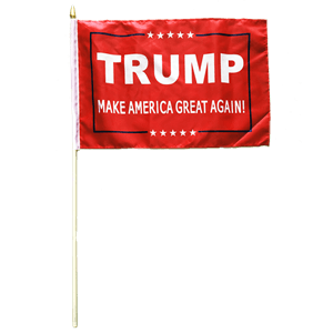 4x6 Inch Trump Make America Great Again Flag on a stick - Red Background.
