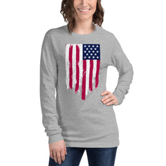 Faded US Flag Unisex Long Sleeve Tee.