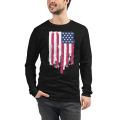 Faded US Flag Unisex Long Sleeve Tee.