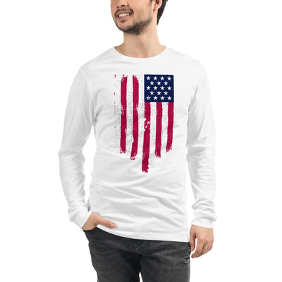 Faded US Flag Unisex Long Sleeve Tee.