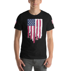 Battle torn American Flag Short-Sleeve Unisex T-Shirt.