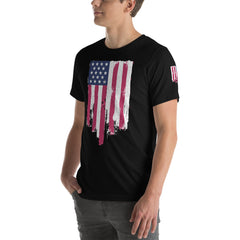 Battle torn American Flag Short-Sleeve Unisex T-Shirt.