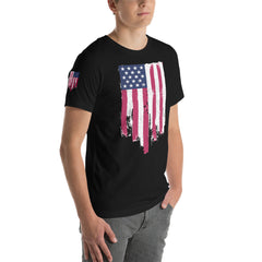 Battle torn American Flag Short-Sleeve Unisex T-Shirt.