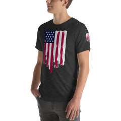 Battle torn American Flag Short-Sleeve Unisex T-Shirt.
