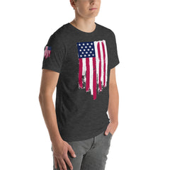 Battle torn American Flag Short-Sleeve Unisex T-Shirt.