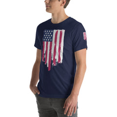 Battle torn American Flag Short-Sleeve Unisex T-Shirt.