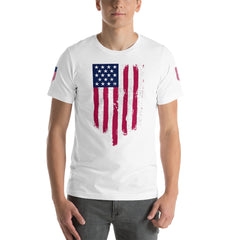 Battle torn American Flag Short-Sleeve Unisex T-Shirt.