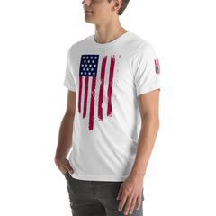 Battle torn American Flag Short-Sleeve Unisex T-Shirt.