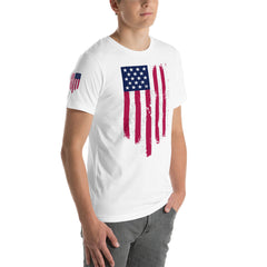 Battle torn American Flag Short-Sleeve Unisex T-Shirt.