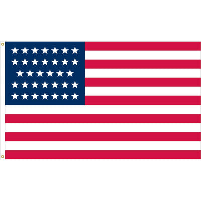 34 Stars Linear USA Flag - Nylon Appliqué Cut and Sewn - Made in USA.