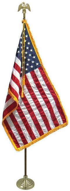 Indoor Mounting Set, WITH USA Nylon Embroidered 3' x 5' Flag included (USA Made) and Tassle.