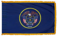 Utah State Flag Pole Hem & Optional Fringe- Nylon Made in USA.