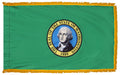 Washington State Flag - Outdoor - Pole Hem with Optional Fringe- Nylon Made in USA