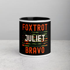 Foxtrot Juliet Bravo Mug with Color Inside