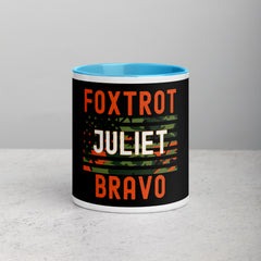 Foxtrot Juliet Bravo Mug with Color Inside