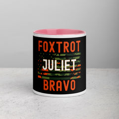Foxtrot Juliet Bravo Mug with Color Inside