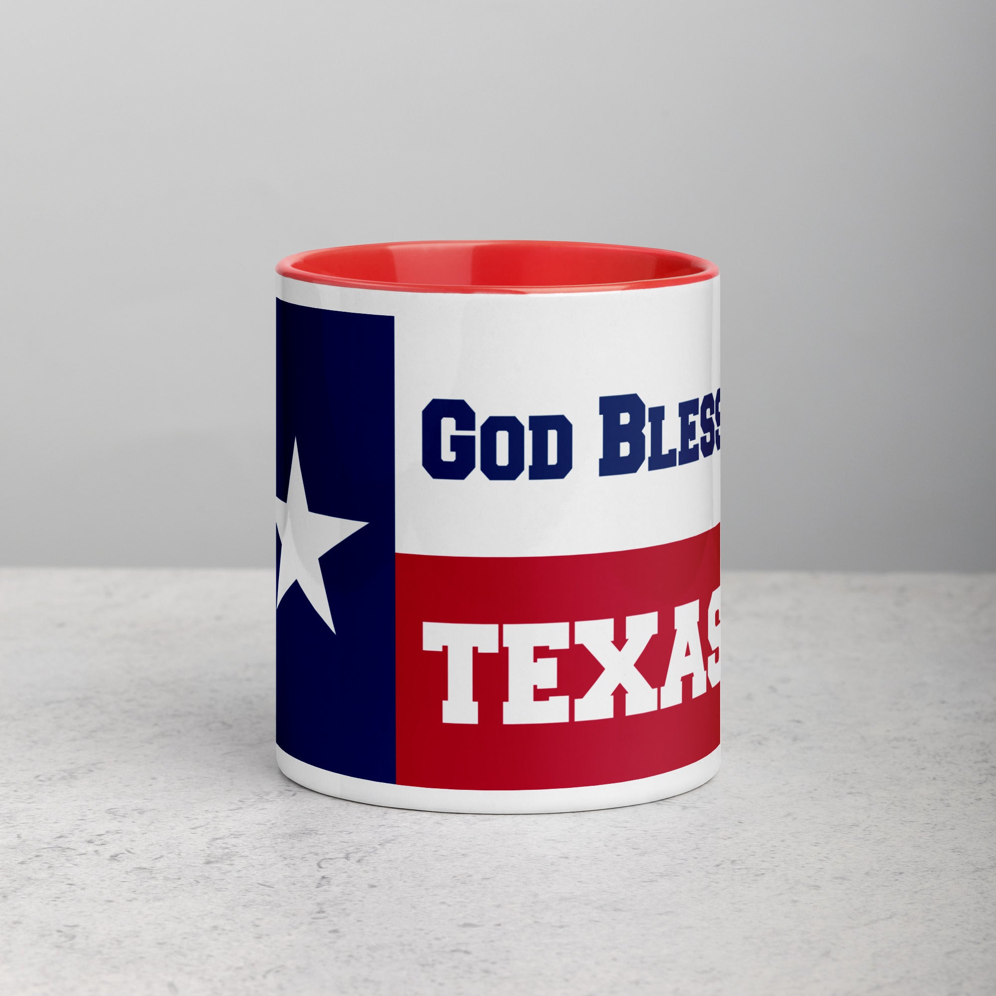 God Bless Texas Mug with Color Inside