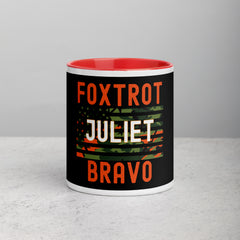 Foxtrot Juliet Bravo Mug with Color Inside