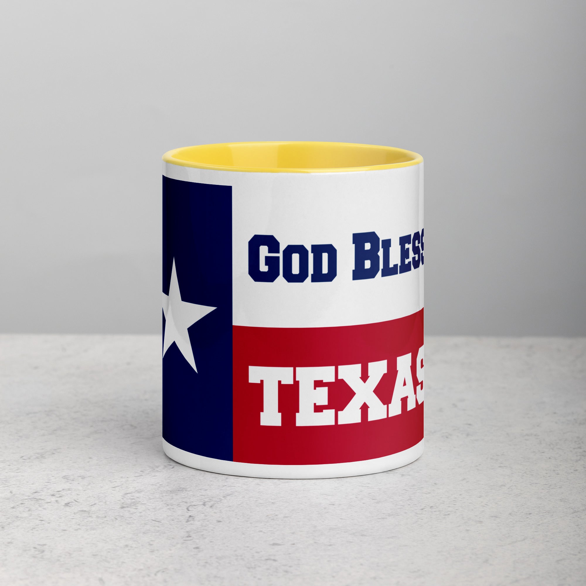 God Bless Texas Mug with Color Inside