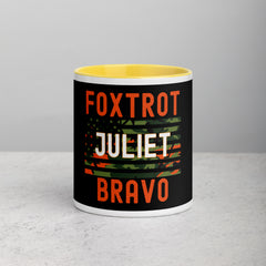 Foxtrot Juliet Bravo Mug with Color Inside