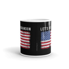 Let's Go Brandon USA Flag White glossy mug.