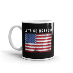 Let's Go Brandon USA Flag White glossy mug.
