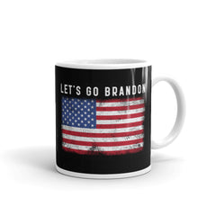 Let's Go Brandon USA Flag White glossy mug.