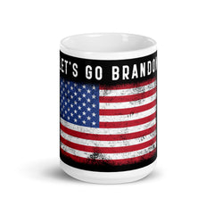 Let's Go Brandon USA Flag White glossy mug.