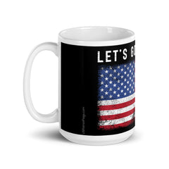 Let's Go Brandon USA Flag White glossy mug.