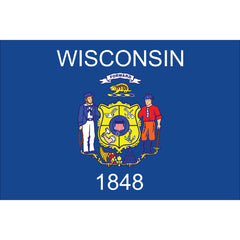 Wisconsin State Flag - Outdoor - Pole Hem with Optional Fringe- Nylon Made in USA.