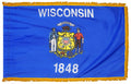 Wisconsin State Flag - Outdoor - Pole Hem with Optional Fringe- Nylon Made in USA