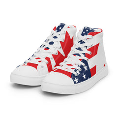 USA & Canada Flag Women’s high top canvas shoes